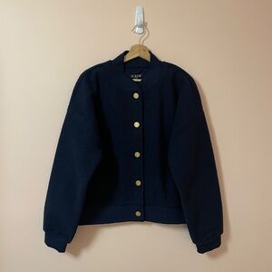 J.Crew Navy Bouclé Bomber Jacket NWT